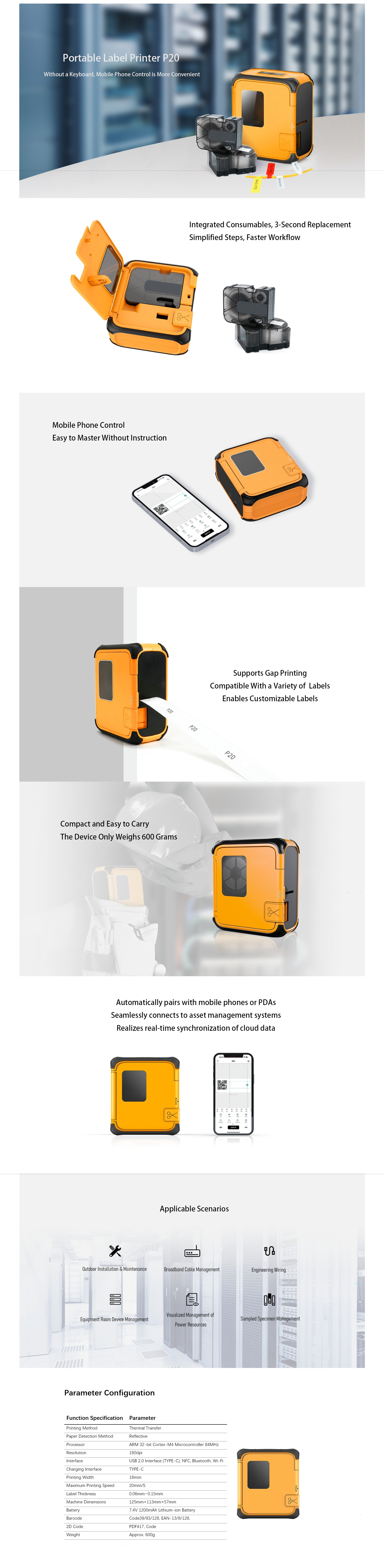 P20 Portable Label Printer